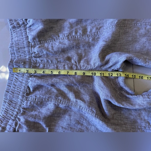 Athleta tall gray pants linen elastic waist and  foot 4 pockets tie size L - Picture 13 of 16